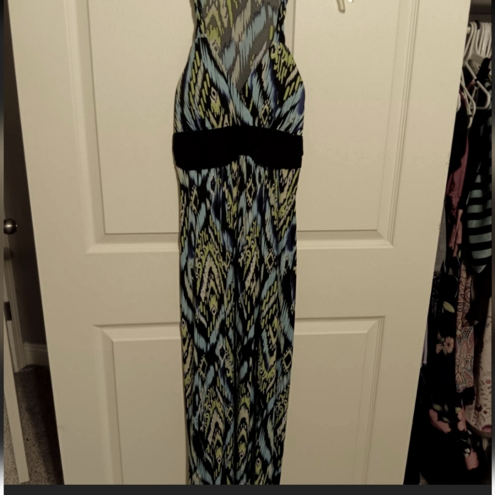 Large multicolor maxi dress with razorback